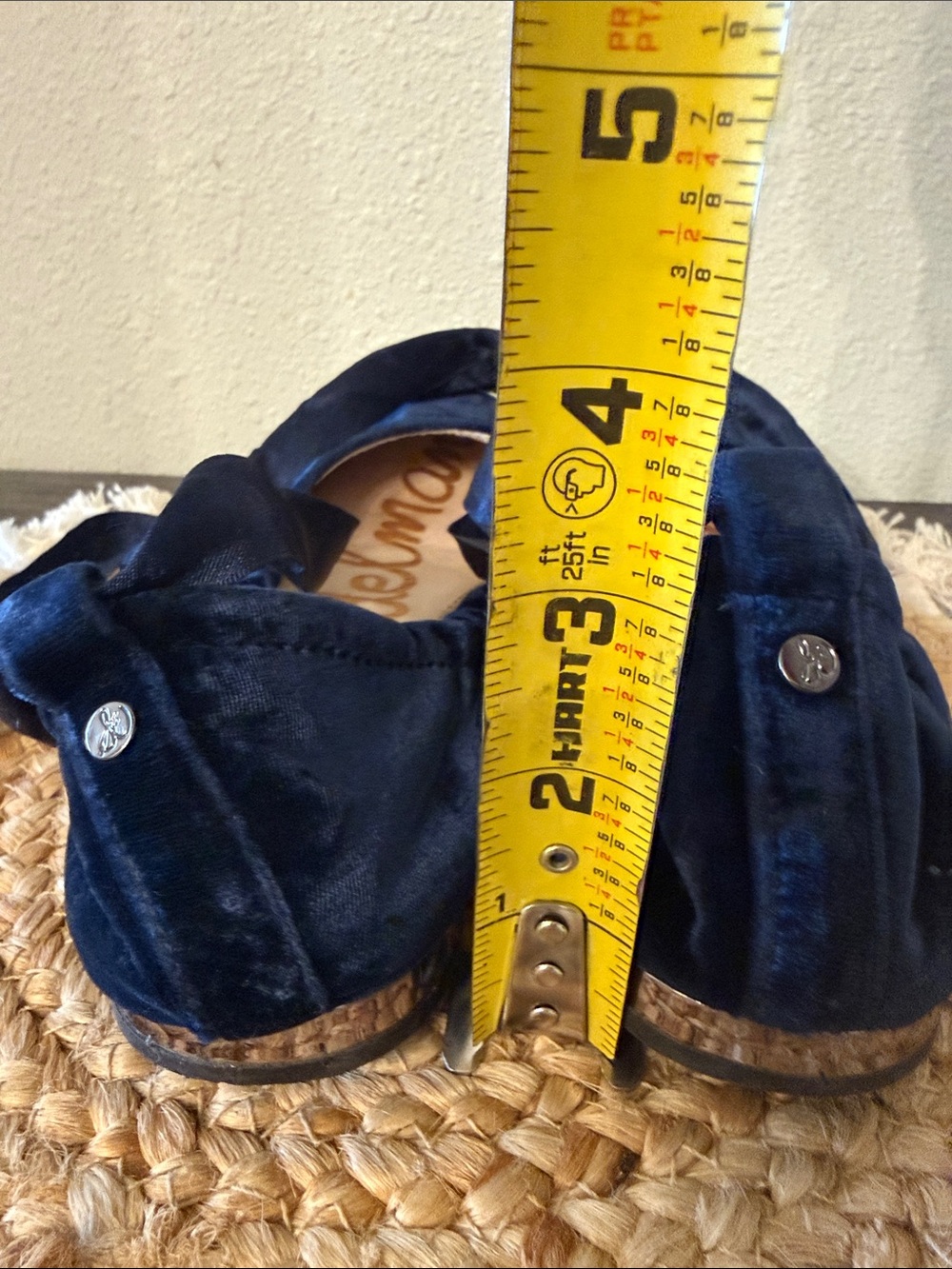 Sam Edelman Navy Blue Velvet Ankle Tie Ballet Flats Size 10 - Picture 9 of 14